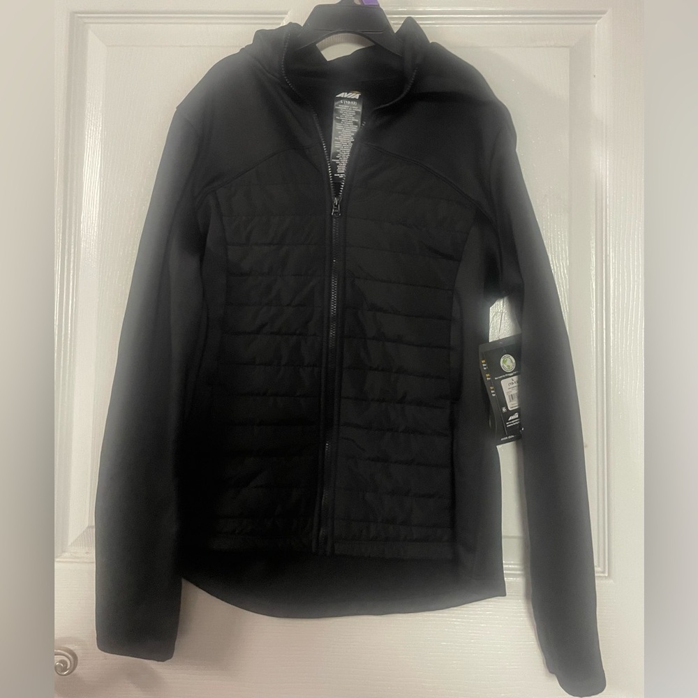 Avia Girls Black Quilted Jacket! NWT! Size Large.
